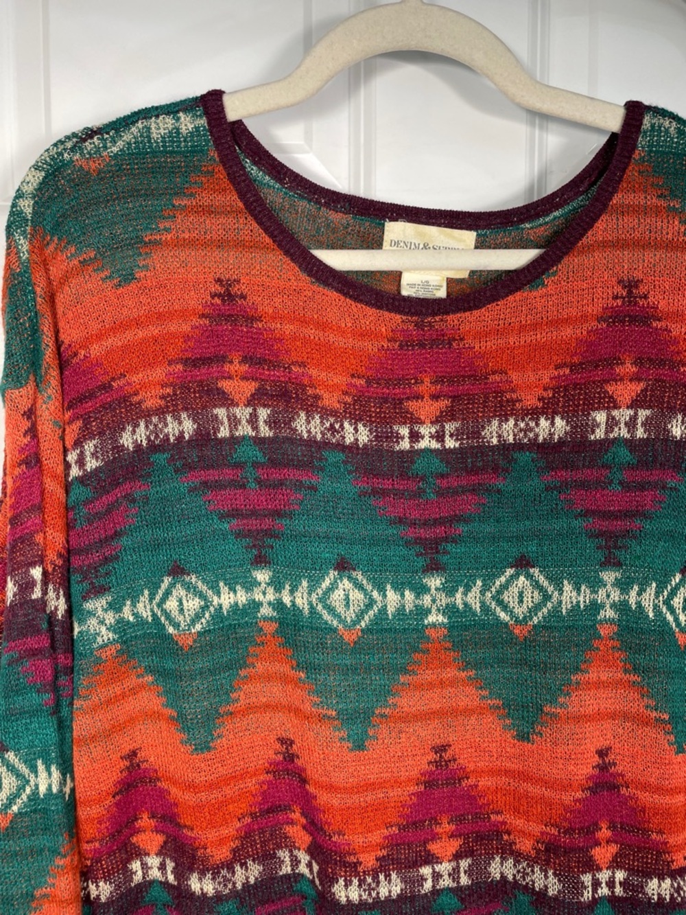 Denim & Supply Ralph Lauren Top Large Relaxed Geometric Aztec Sweater Multi - Picture 5 of 12
